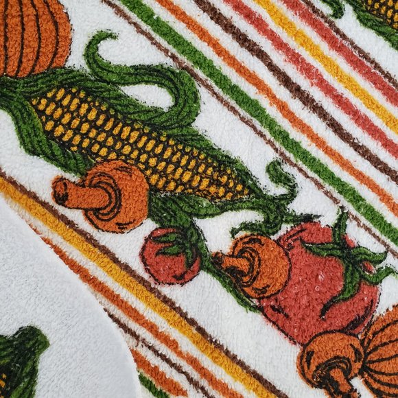 Vintage 1970/1980s Set Kitchen Terry Hand Towels/WashCloth-Mushrooms-Vegetables - Picture 5 of 5